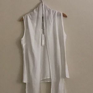 NWT Richard Malcom White tie neck sleeveles Blouse